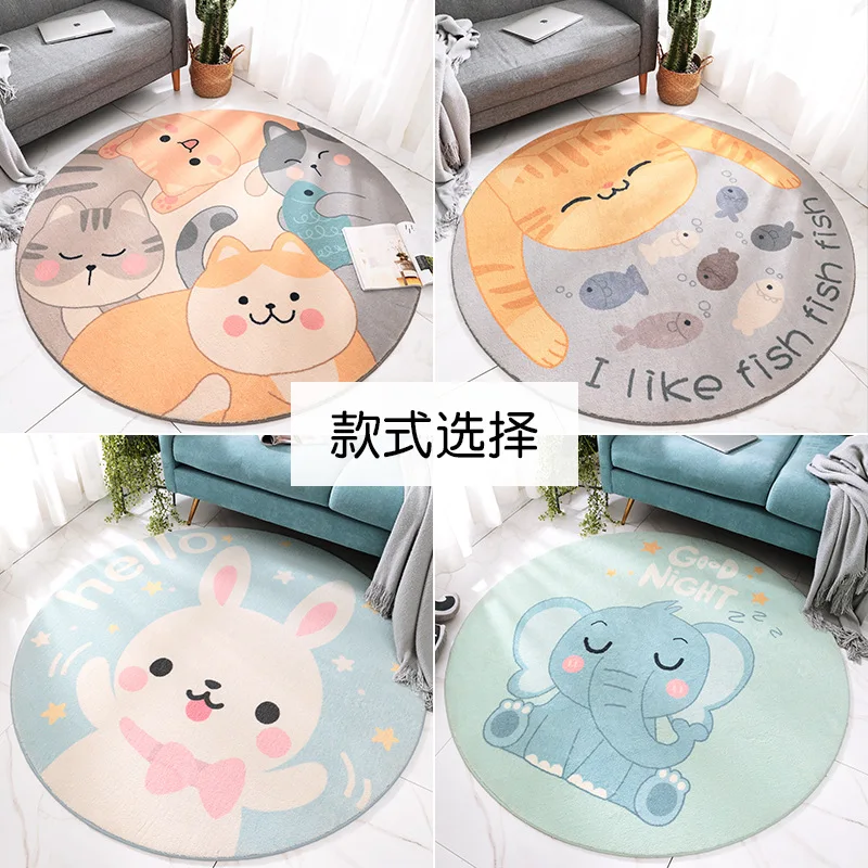 Круглый кашемировый ковер из ягненка для гостиной мультяшный детский коврик