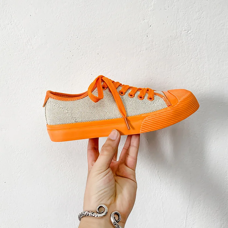 Желтая парусиновая обувь для девочек оранжевые кроссовки сезон лето 2019 года