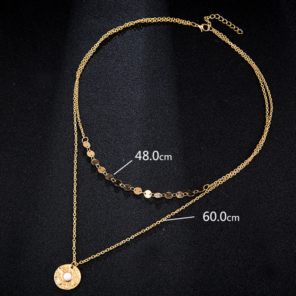 Женское Двухслойное колье-чокер с блестками ожерелье круглой подвеской подарок