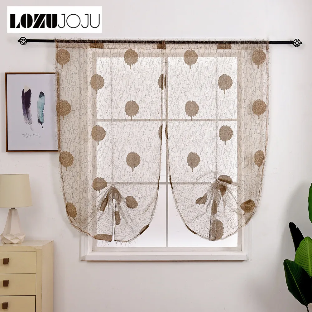Шторы LOZUJOJU с растениями и листьями Короткие римские капли крючком для кухни окна