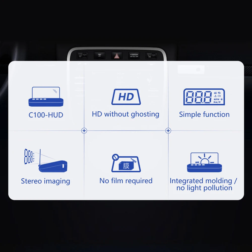 Дисплей на лобовом стекле автомобильный HUD C100 OBD OBD2 дисплей бортовой компьютер Автомобильный спидометр