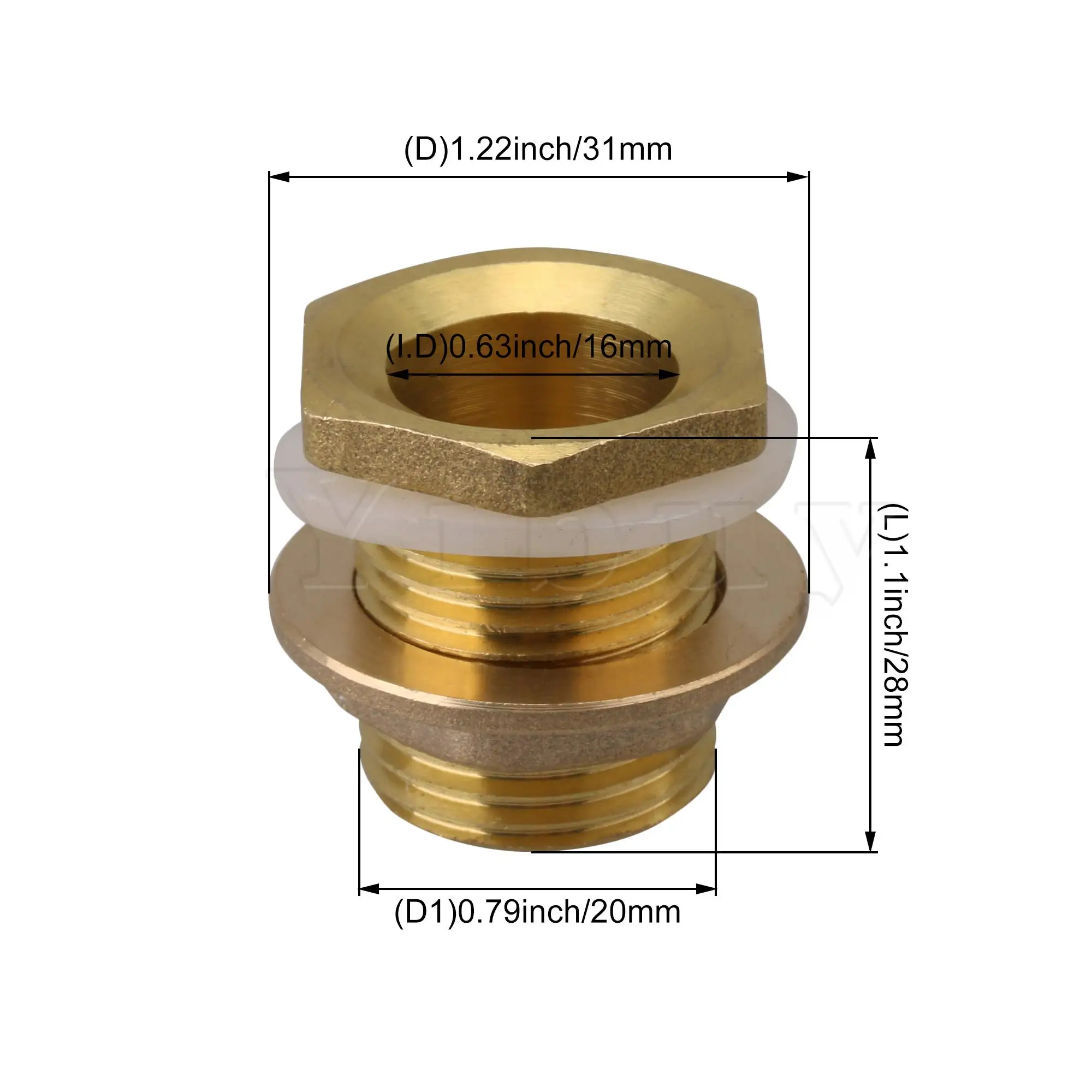 

0.79Inch OD Hose Pipe Water Tank Fitting Adapter with White Rubber Ring