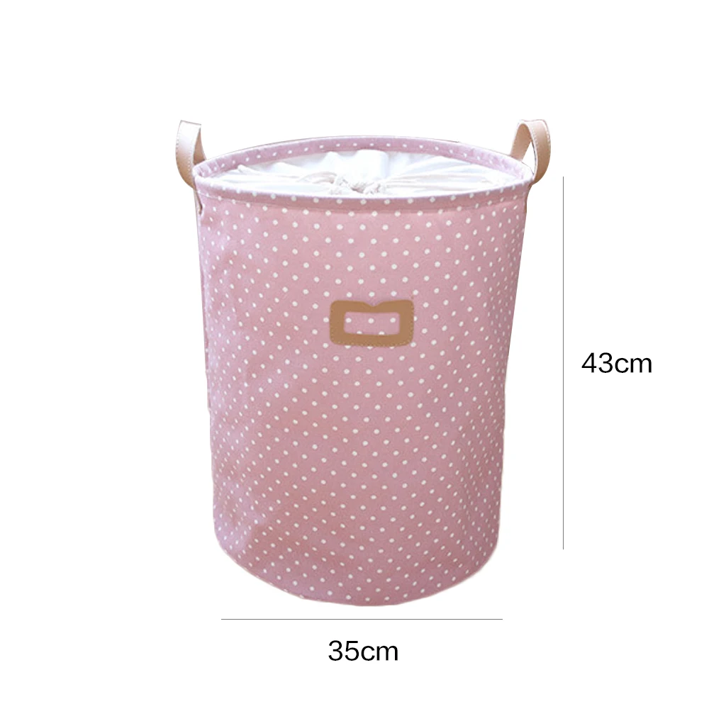 

Large Capacity Collapsible Laundry Basket Polka Dots Toys Storage Bag Drawstring Closure Laundry Bag For Dirty Clothes Bucket