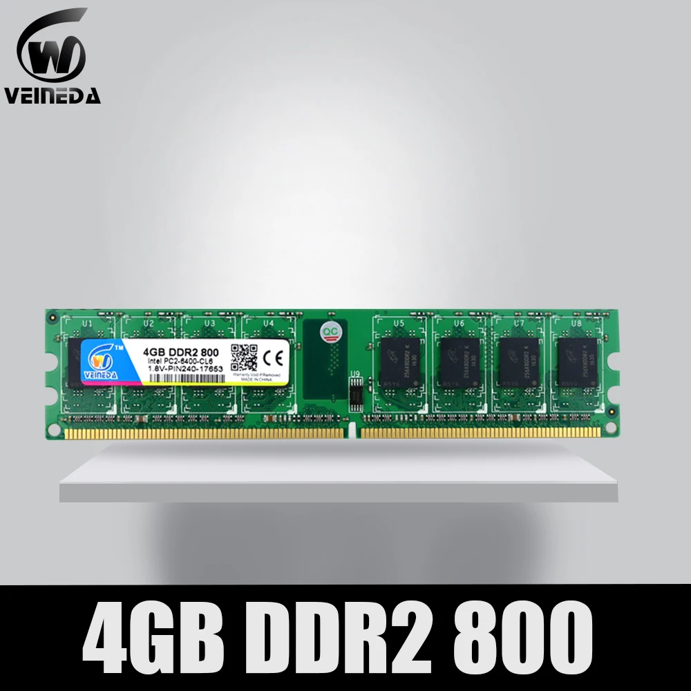 VEINEDA 2Gb 4Gb ddr2 memoria ddr 2 4Gb 800Mhz ddr 2 2g 800 667 533 PC2 - 6400 memory RAM For Intel And AMD Dimm