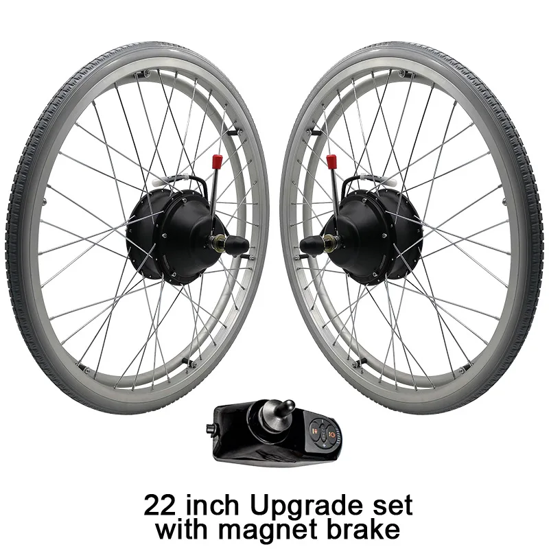 22 inch upgrade Okfeet Электрический инвалидный колясок Conversion Kit без Батарея 24V 250W 6 км/ч и двойные двигатели для инвалидных колясок модификации - Цвет: 22 inch upgrade