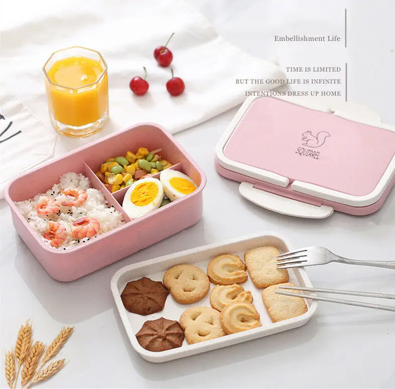 Герметичный Ланч-бокс Bento для детей, школьный контейнер для еды, японская коробка бэнто для микроволновой печи, пшеничная соломенная детская коробка для ланча
