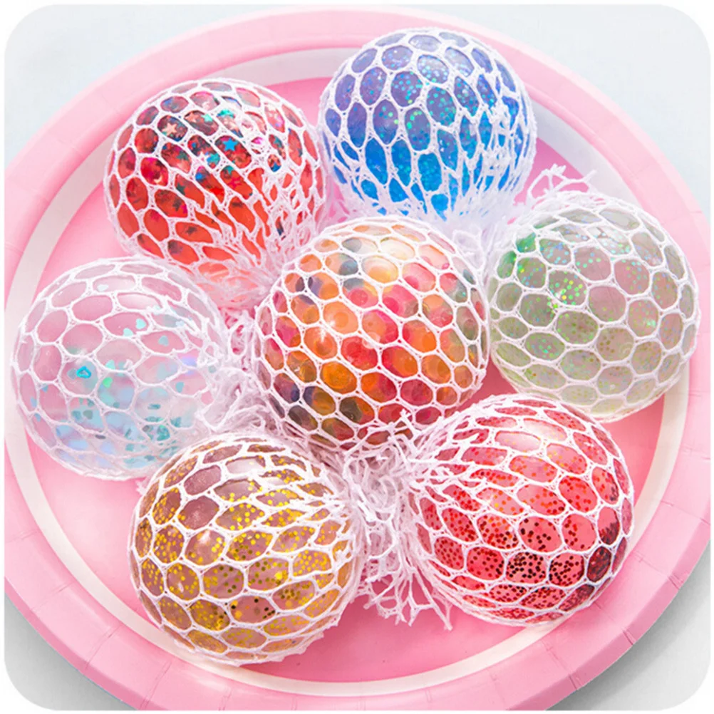 Pelota antiestr&eacute;s de 6cm para ni&ntilde;os y adultos, Bola de liberaci&oacute;n con forma de uva aleatoria, con lentejuelas, para ejercicio de mu&ntilde;eca y mano-1