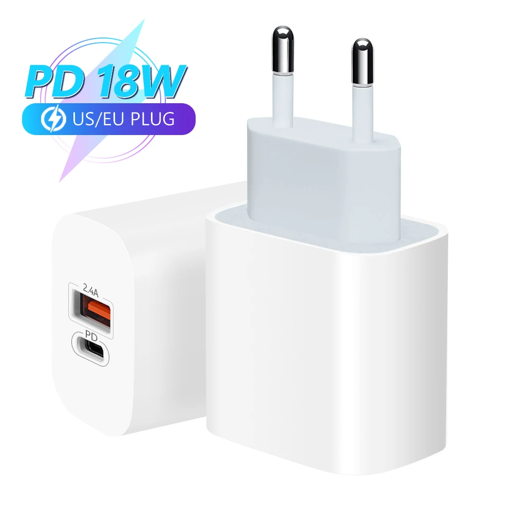 

3.0 PD USB Charger 18W 3A Quik Charge Mobile Phone Charger EU/US Plug Adapter Fast Wall Chargers For iPhone 12 Samsung Xiaomi