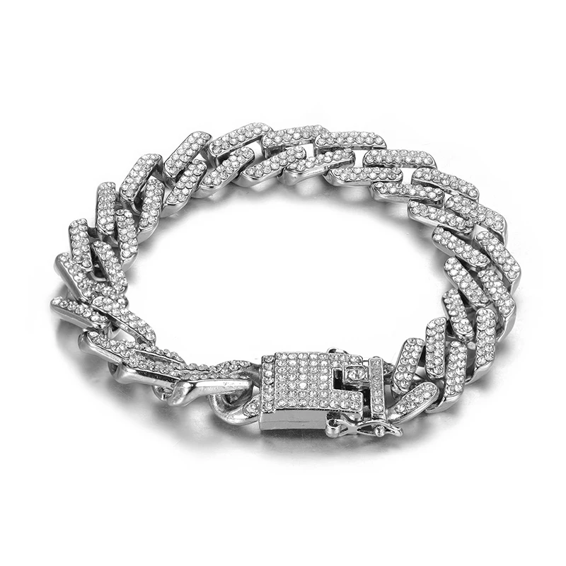 Хип-хоп, 1 комплект, 13 мм, Bling Iced Out, циркон, кубинский, полный, проложить горный хрусталь, мужской браслет, ожерелье Золотое серебро для Мужчин, Ювелирные изделия