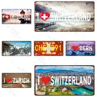 Добро пожаловать в Швейцария! Современный металлический декор стена Кантри Металлический Знак оловянные винтажные лицензии металлическая пластина отображение знаков Декор для комнаты