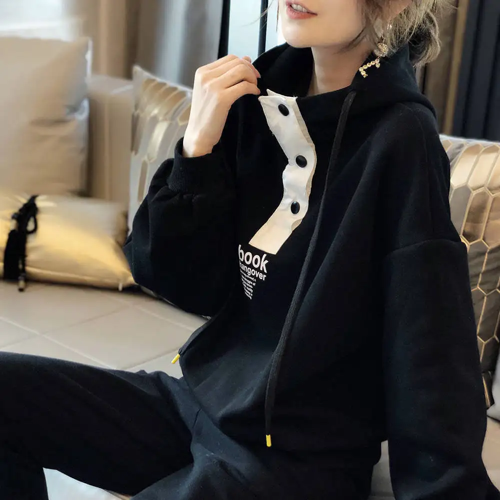 

Комплект из двух предметов, повседневный спортивный костюм, женские зимние комплекты 2020, толстовка с капюшоном и длинным рукавом, спортивны...