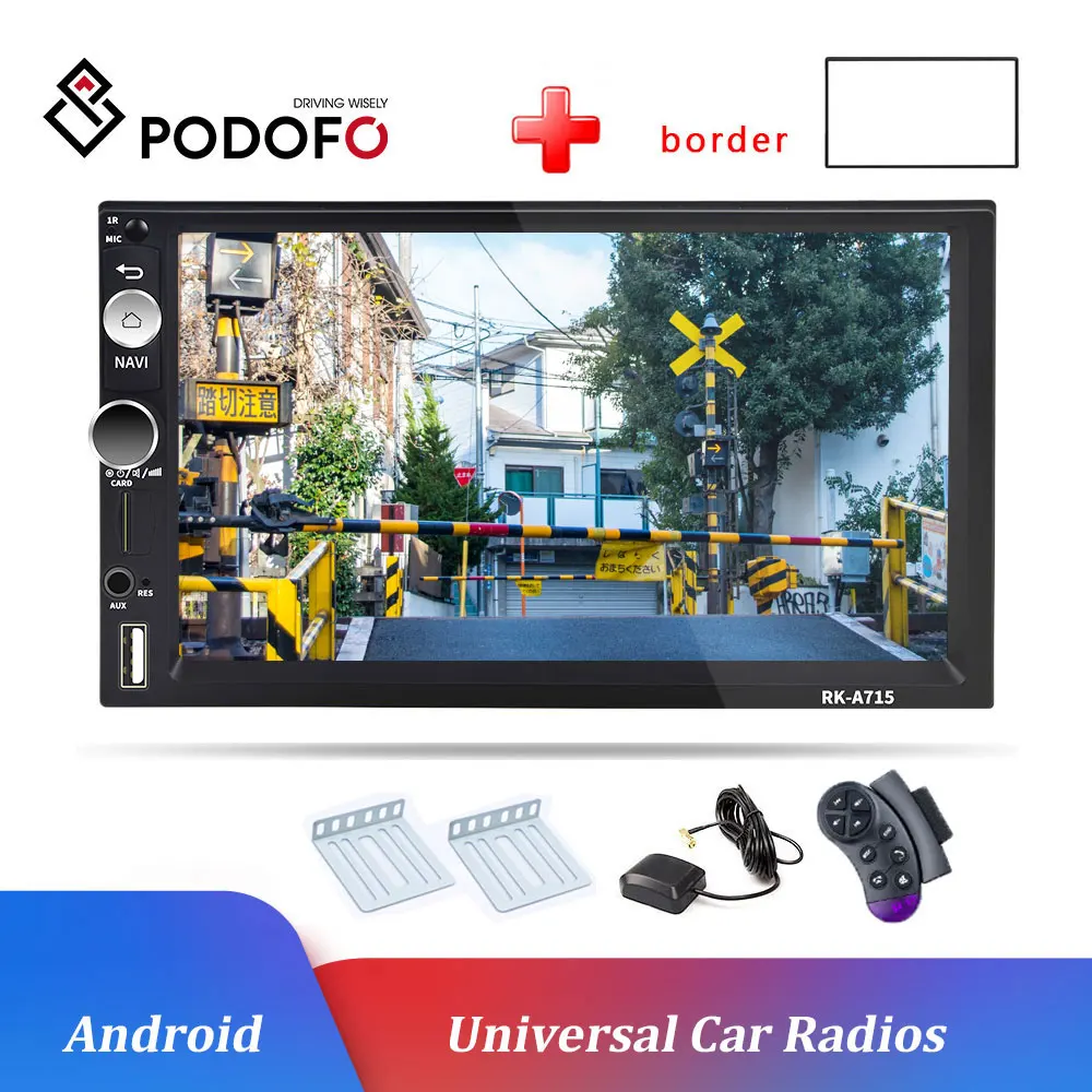 

Podofo Android 8.1 Car Multimedia Player 2Din GPS Navi Car Radio Wifi Bluetooth Autoradio Universal Car Audio Stereo Radio Coche