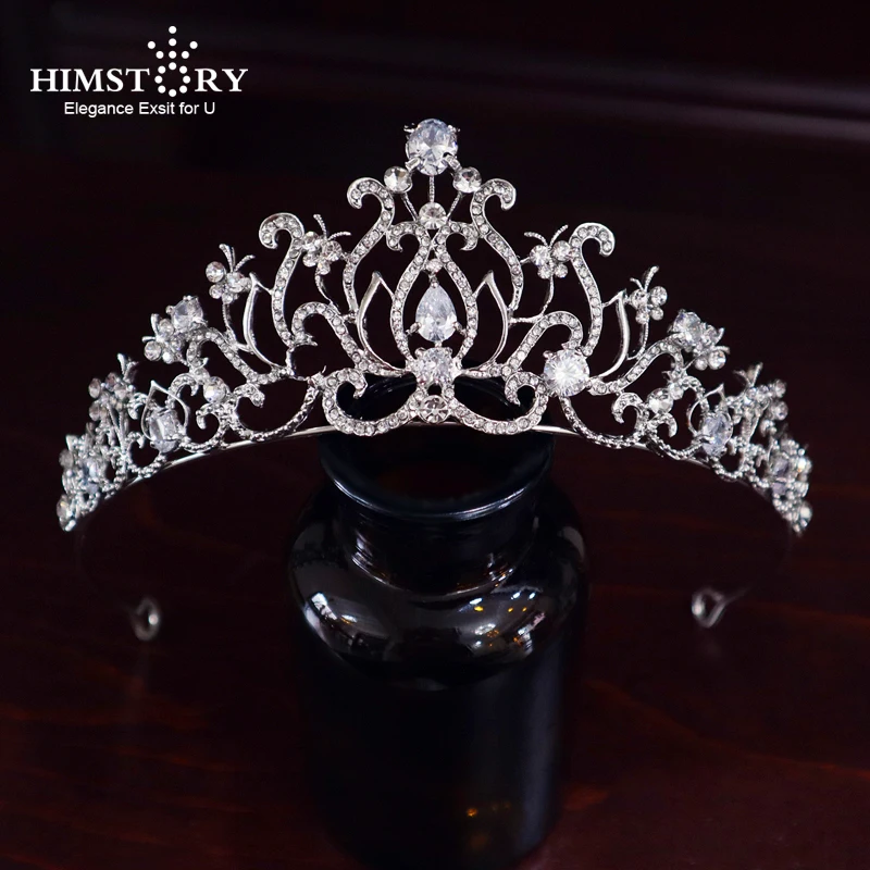 

Himstory New Fashion Zircon Bridal Crown Hairband Rhinestone CZ Wedding Headband Bride Hair Accessories Headpiece
