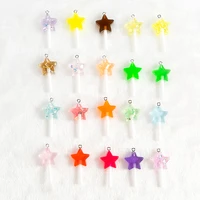 12pcs mixed small star lollipop 3820mm glitter lollipop cute flatback resin cabochons decoration crafts for earrings pendants