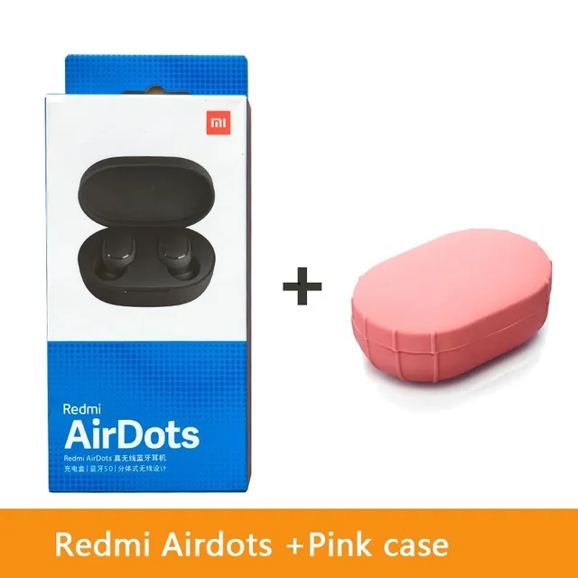 Add Pink Case Горячие Xiaomi Redmi AirDots беспроводные наушники bluetooth управление языком Автоматическое Сопряжение мини смарт-гарнитуры - Цвет: Add Pink Case