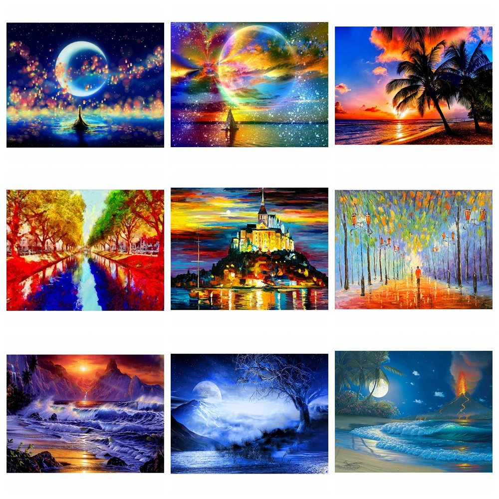 

Полноформатная алмазная живопись 5D "сделай сам", цветок, роза, искусство, вышивка крестиком, река, морской пейзаж, украшение для дома, алмазна...