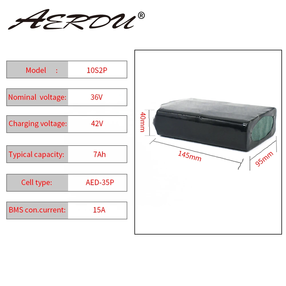 Аккумуляторная батарея AERDU 36 В 10S2P 7 Ач 450 Вт 18650 для скутера скейтборда