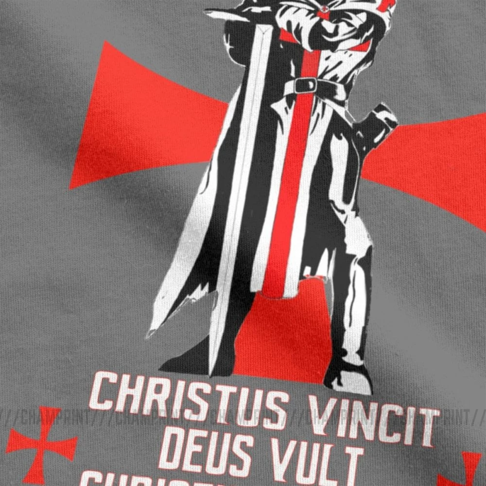 Мужская хлопковая футболка с коротким рукавом принтом рыцари темплар|Мужские