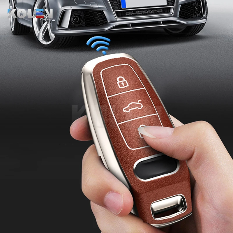 

Tpu Leather Car Key Case Cover For Audi A3 A4 B9 A6 C8 A7 4K A8 D5 S8 Q7 Q8 SQ8 E-tron 2020 Protector Shell Fob Auto Accessories