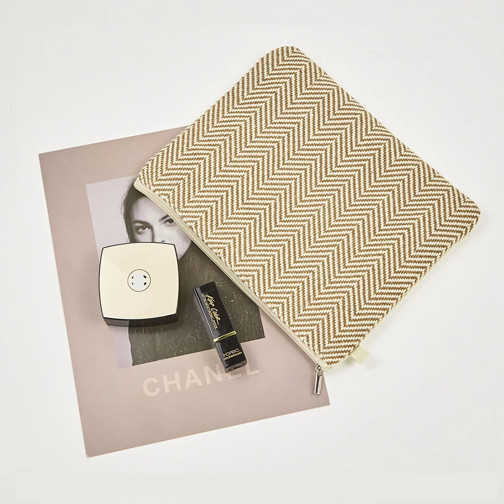 

Сумка на молнии в стиле ретро, креативная Холщовая Сумка для хранения для учеников, хлопковая вместительная полосатая Сумочка для косметики, Женская Ручная сумка