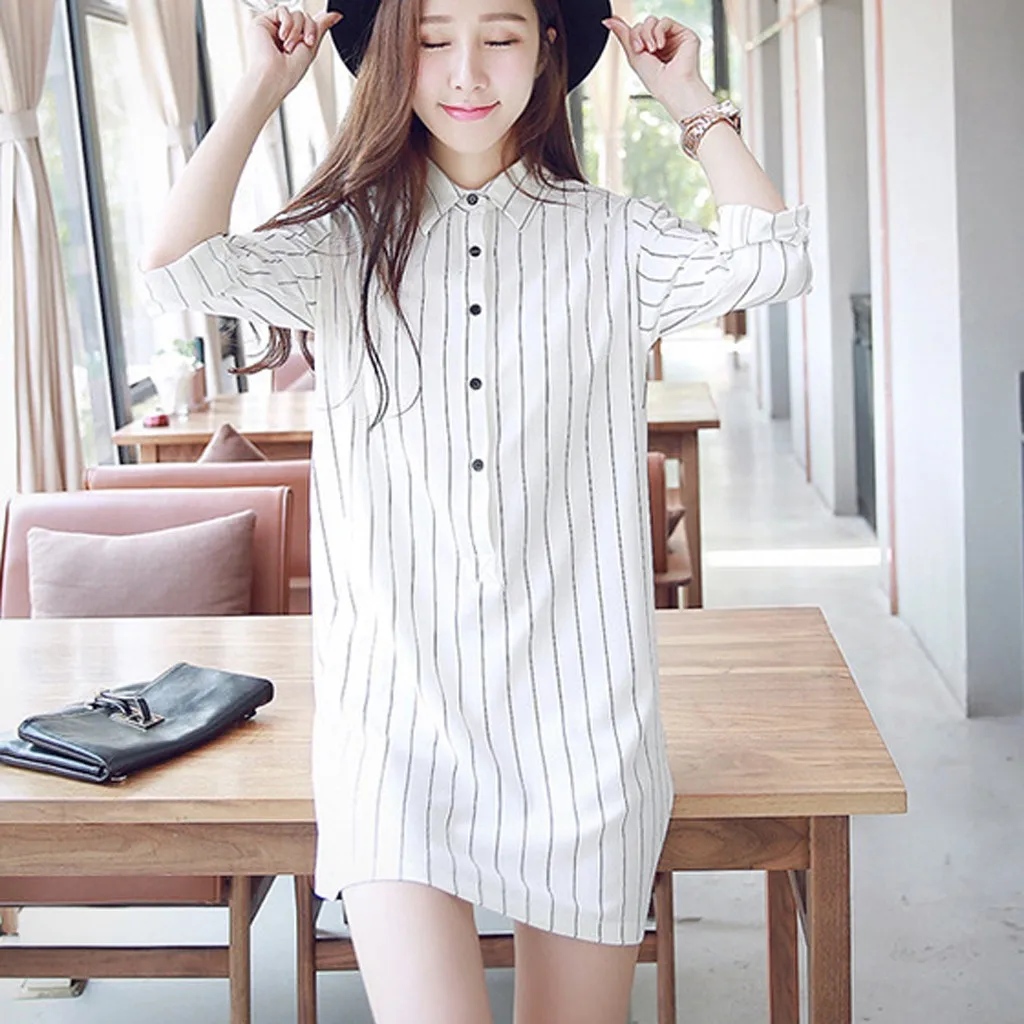 Новая мода длинное платье женское элегантное с длинными рукавами рубашка в