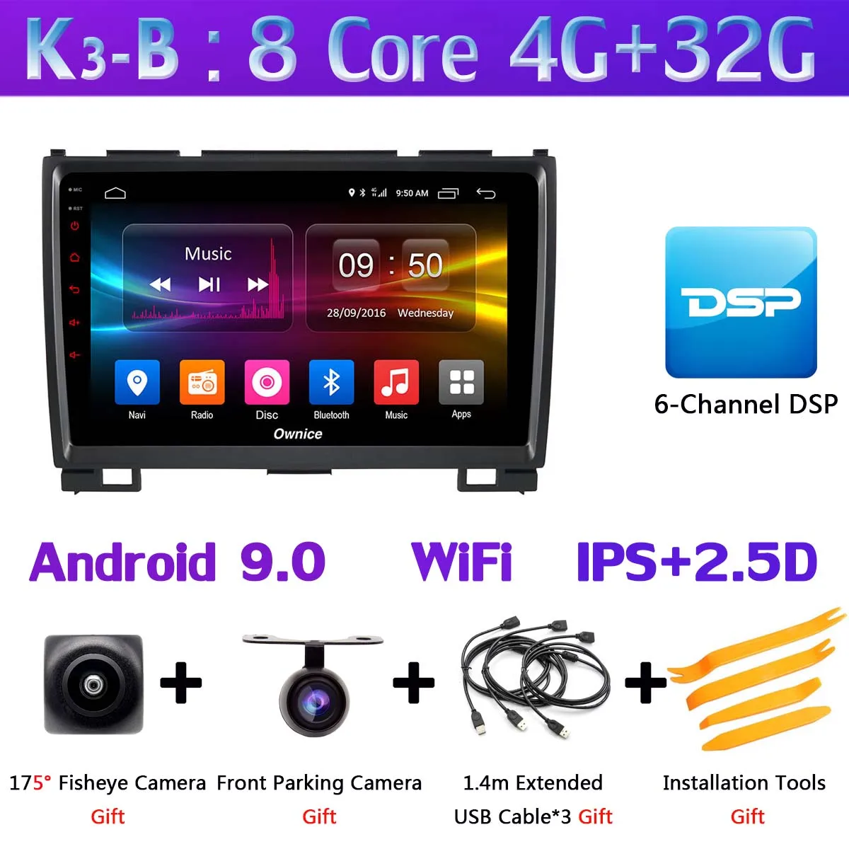 Ownice K1 K3 K5 K6 автомобильный dvd-плеер gps радио для Haval Hover Greatwall Great Wall H5 H3 2011 2012 2013 автомобильный Радио 360 ° панорамный - Цвет: K3-B