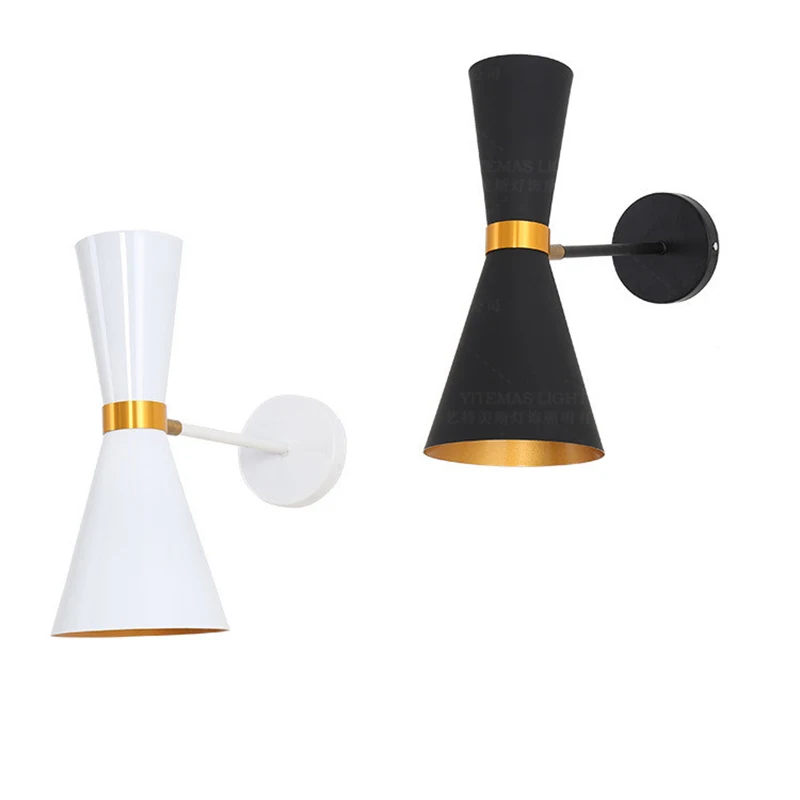 White modern wall sconce lights black lamps nordic bedroom bedside flexible adjustable up and down loft decor | Освещение