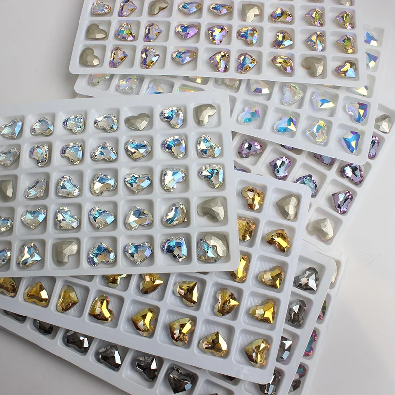 New Pointed Bottiom 9K Glass Crystal 8.5X10MM Heart 3D Nail Art Rhinestone 10/30Pcs Apply To DIY Manicure Ornament Diamond Stone images - 6