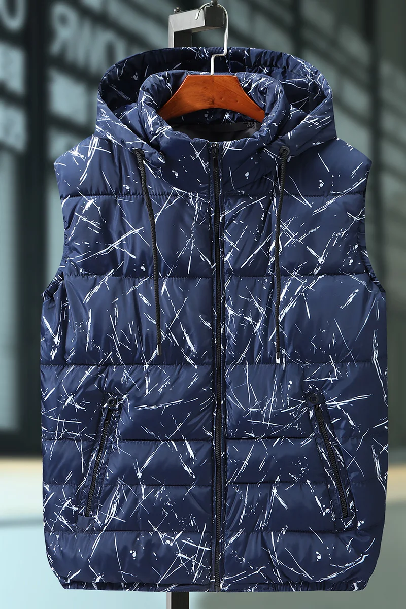 Жилет мужской зимний облегающий х/б с капюшоном без рукавов | Мужская одежда