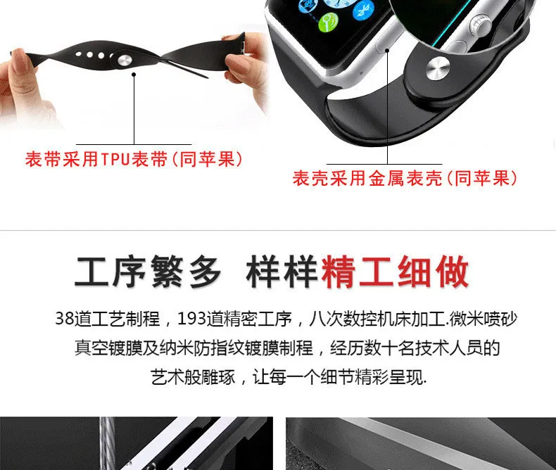 A1 наручные часы Bluetooth Смарт часы спортивные Шагомер с сим-камерой Smartwatch для Android PK IWO 8 DZ09 часы