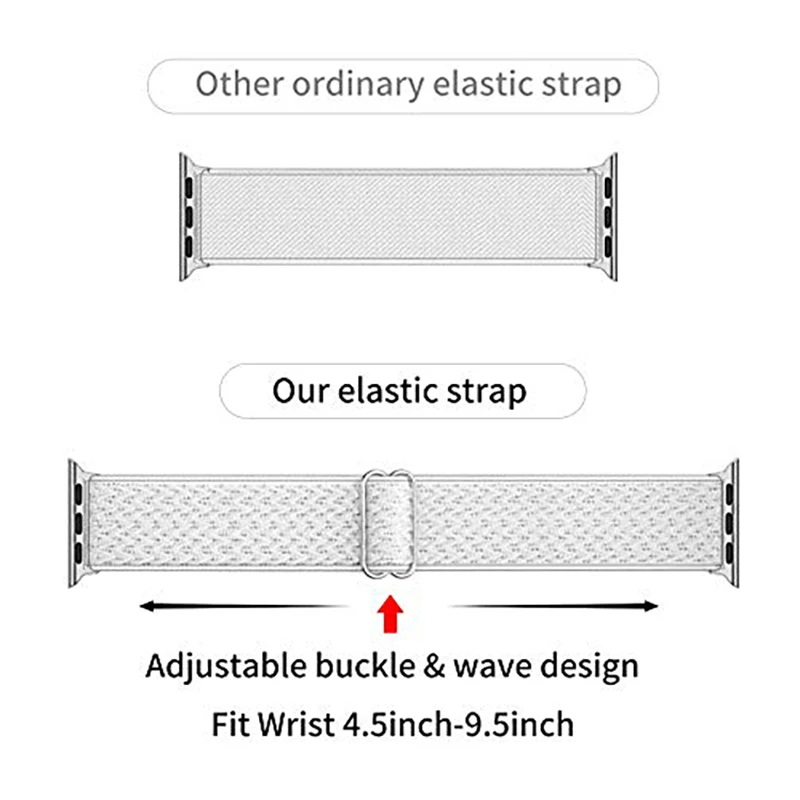 Braided solo loop Scrunchie Strap for Apple watch band 44mm 40mm 38mm 42mm Adjustable Elastic Nylon bracelet iWatch 3 4 5 6 se