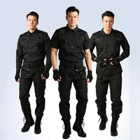 black military uniform tactical army clothing security guard workshop outdoor training summer autumn short sleeve long sleeve