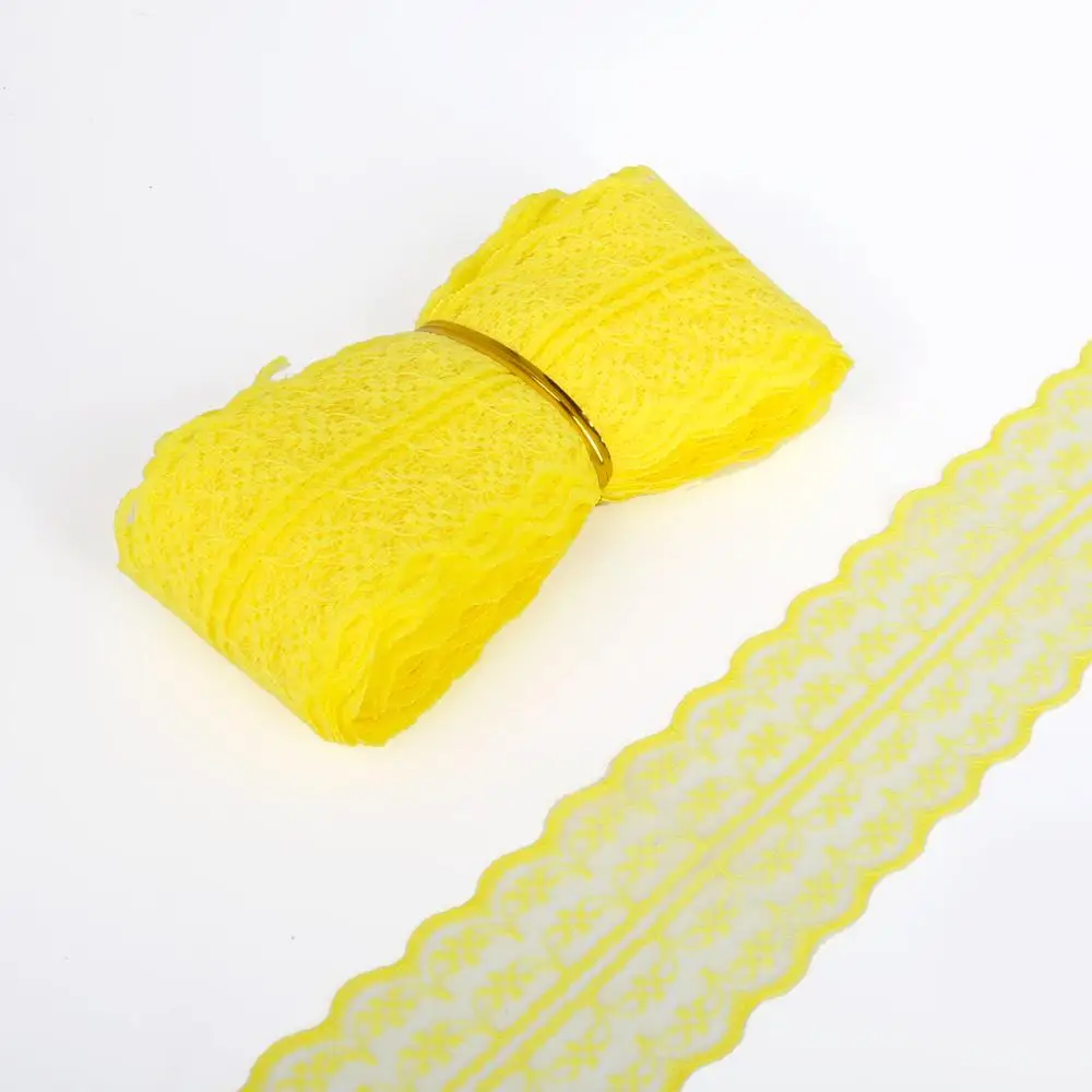 yellow 5 ярдов(4,5 метров) 4,5 см ширина смешанные цвета Цветочная вышивка кружевная ткань отделка ленты Сделай Сам шитье ручной работы вечерние украшения в подарок - Цвет: yellow