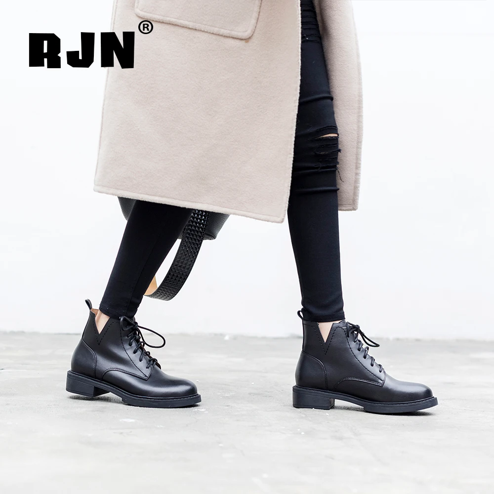 

RJN/женские ботильоны; Новые женские весенние ботинки из натуральной кожи высокого качества в классическом стиле; Удобная обувь на шнуровке ...