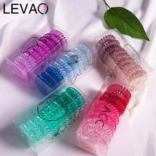 Levao 3/5/9 pçs laços de cabelo colorido elástico plástico faixa de cabelo de borracha telefone cabo scrunchies acessórios de cabelo headwear (2)