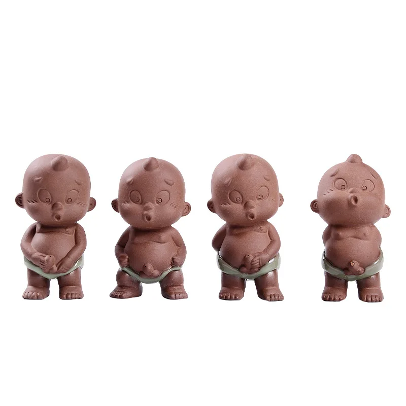 

Creative Pissing Doll Water Spray Kid Brother Purple Sand Tea Pet Crackle Glaze Porcelain Geyao Tea Play Funny Little Boy