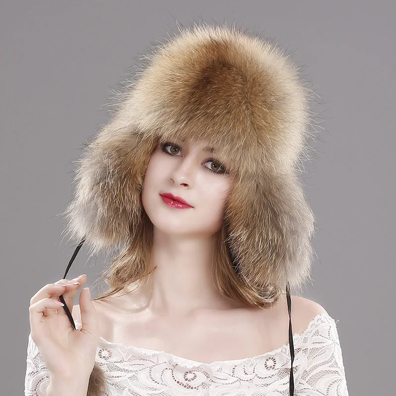 

outdoor fox hat Fall winter skiing, snowproof hat, ear cold protection, warmth preservation and thicker fur