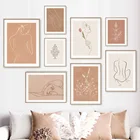 Абстрактная линия женское лицо минималистская настенная Картина на холсте скандинавские постеры и принты настенные картины для декора гостиной в стиле бохо