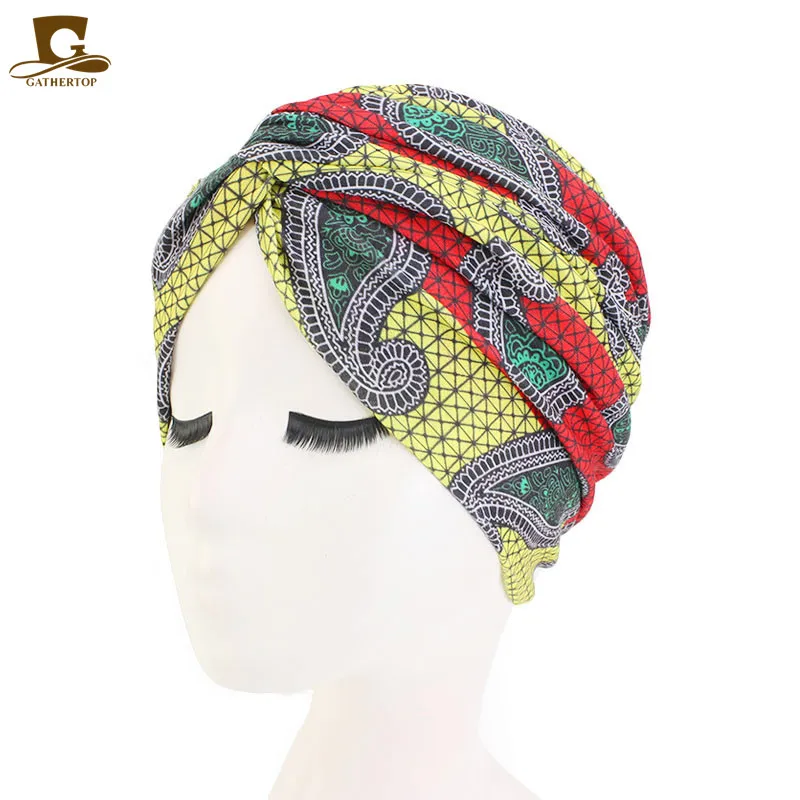 Женский тюрбан с цветочным принтом бандана мусульманский головной платок