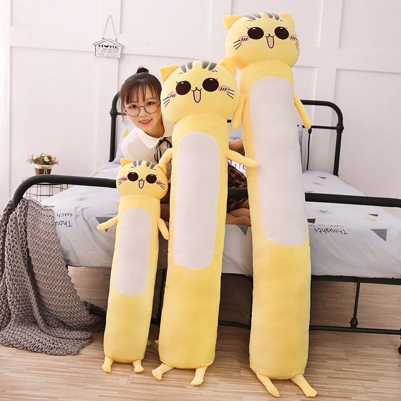

New 140cm Plush Pillow Cat Cute Creative Long Soft Toys Office Lunch Break Nap Sleep Pillow Cushion Stuffed Gift Doll for Kids