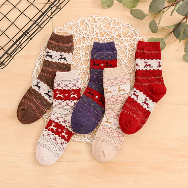 Новые осенне зимние хлопковые рождественские носки для женщин теплые женские
