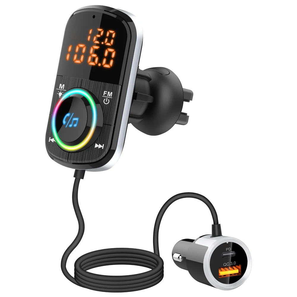 

Автомобильный FM-передатчик BC71 5,0 с подсветкой и USB C PD, 18 Вт