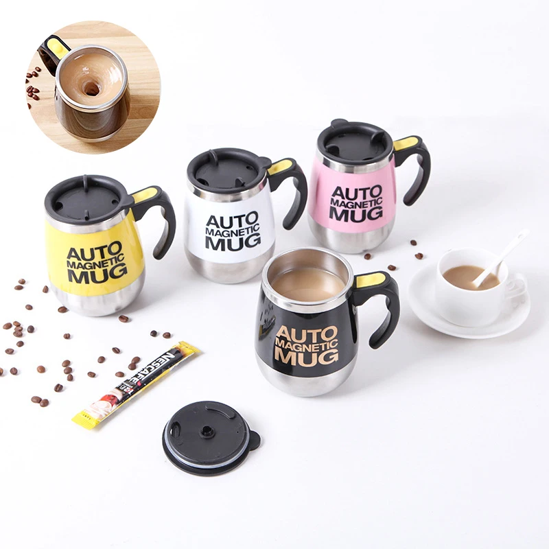 

Stainless Steel Automatic Coffee Stirring Upgrade Magnetized Mixing Cup Magnetized Anti-scald Mixing Cup With Lid Handgrid Cup