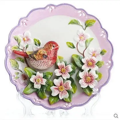Красная сорока птицы цветы декоративная настенная посуда фарфоровые