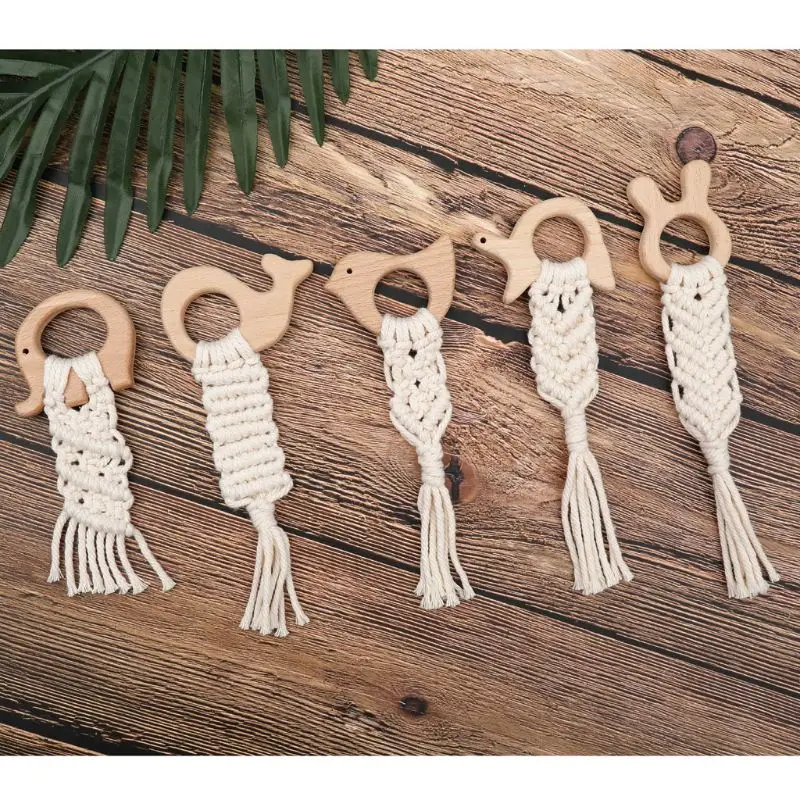 Деревянное животное макраме из лесного дерева натуральный хлопок новый детский