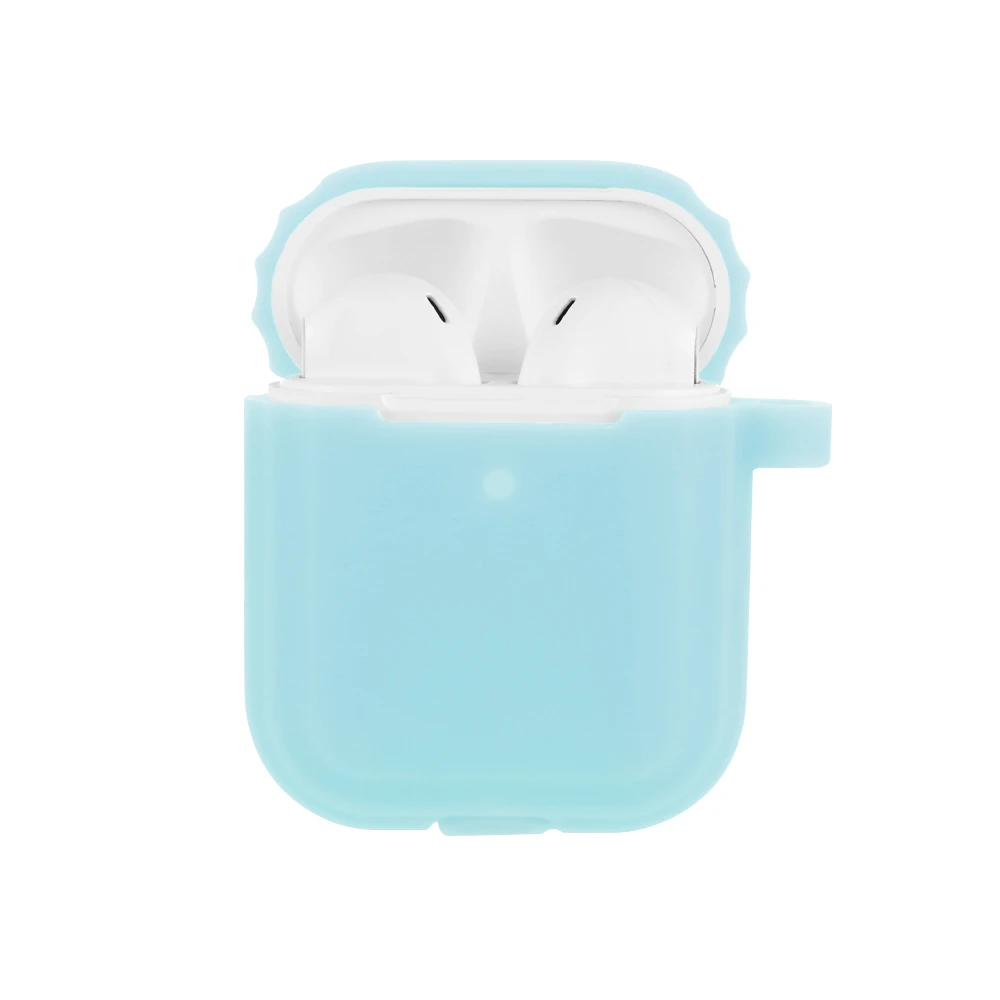 Синий Светящийся силиконовый чехол для Air Pods, защитная крышка для наушников, чехол для Airpods, противоударный чехол, защита от потери - Цвет: Синий