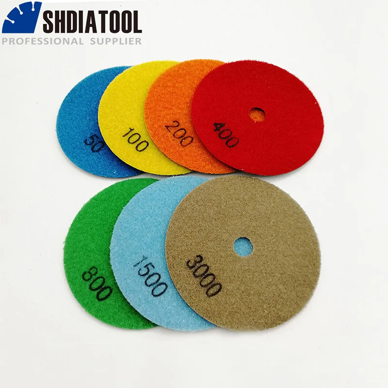 

SHDIATOOL 7pcs/set Diamond Dry Polishing Pads Dia 4'' 100mm Sanding Disc Polishing Marble Granite Polisher disc Polishing Disc