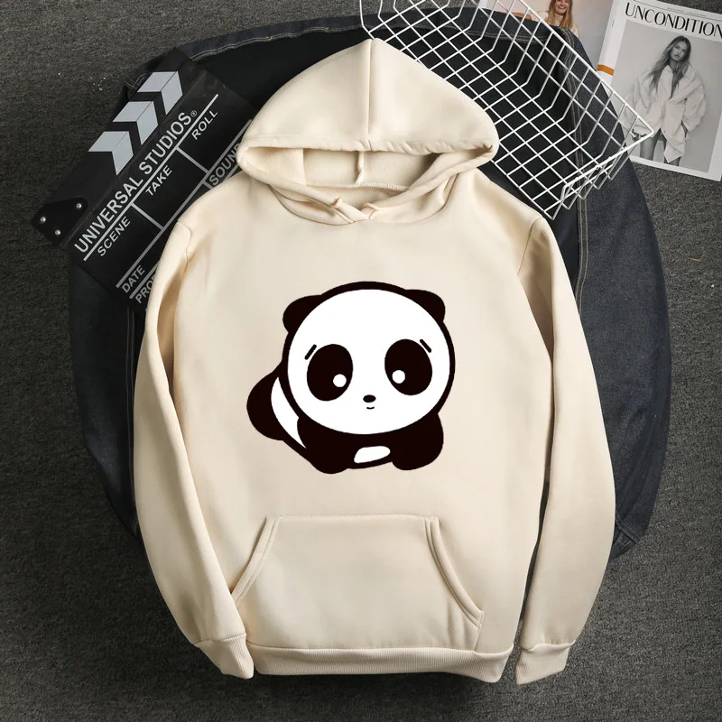 

New Candy Colors Harajuku Style Japan Korean Loose Sweatshirt Kawaii Cartoons Male Panda Print Pattern Fleece Couple Hoodies