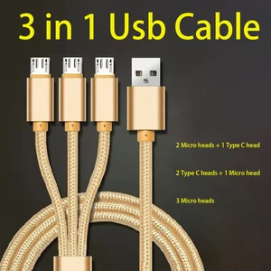 3 in 1 cable usb micro cable type c cable usb c cable for samsung xiaomi realme poco mobile phone accessories charger usb cable free global shipping