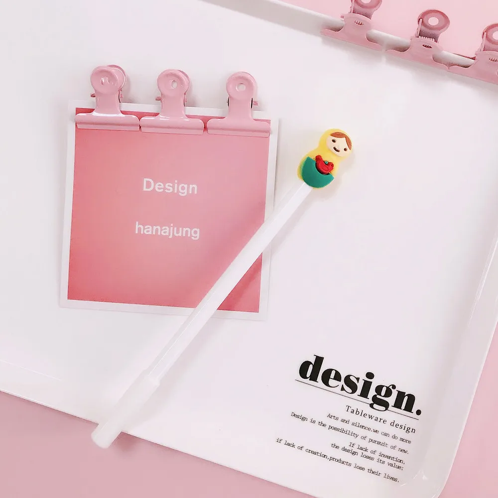 36 шт. гелевые ручки кукла Матрешка 0 5 мм черные для школы канцелярская гелевая